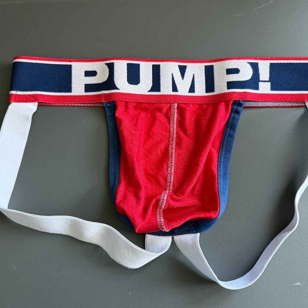 Pump Jockstap W/Mesh Pouch, Large, Red/Blue